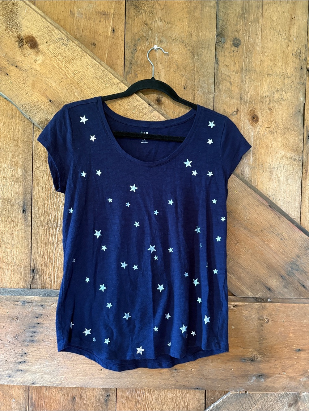 GAP Navy Short Sleeve Easy Tee White Star Print Blue Crew Neck Top Small